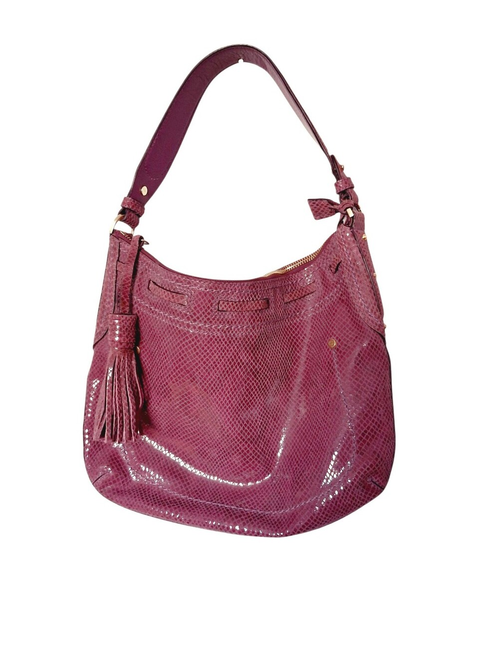 Cole Haan Snakeskin Print Leather Hobo Bag